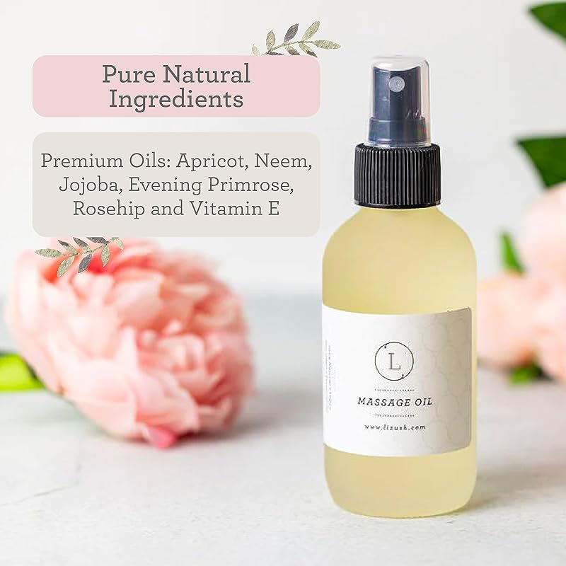 Lizush Eucalyptus Massage Oil, Moisturizing Nourishing and Reviving Massage Oil for Silky Skin, 4 oz Pampering Body Oil for Men, Women, Natural, Vegan and Non GMO, Premium Oils Handmade in the USA