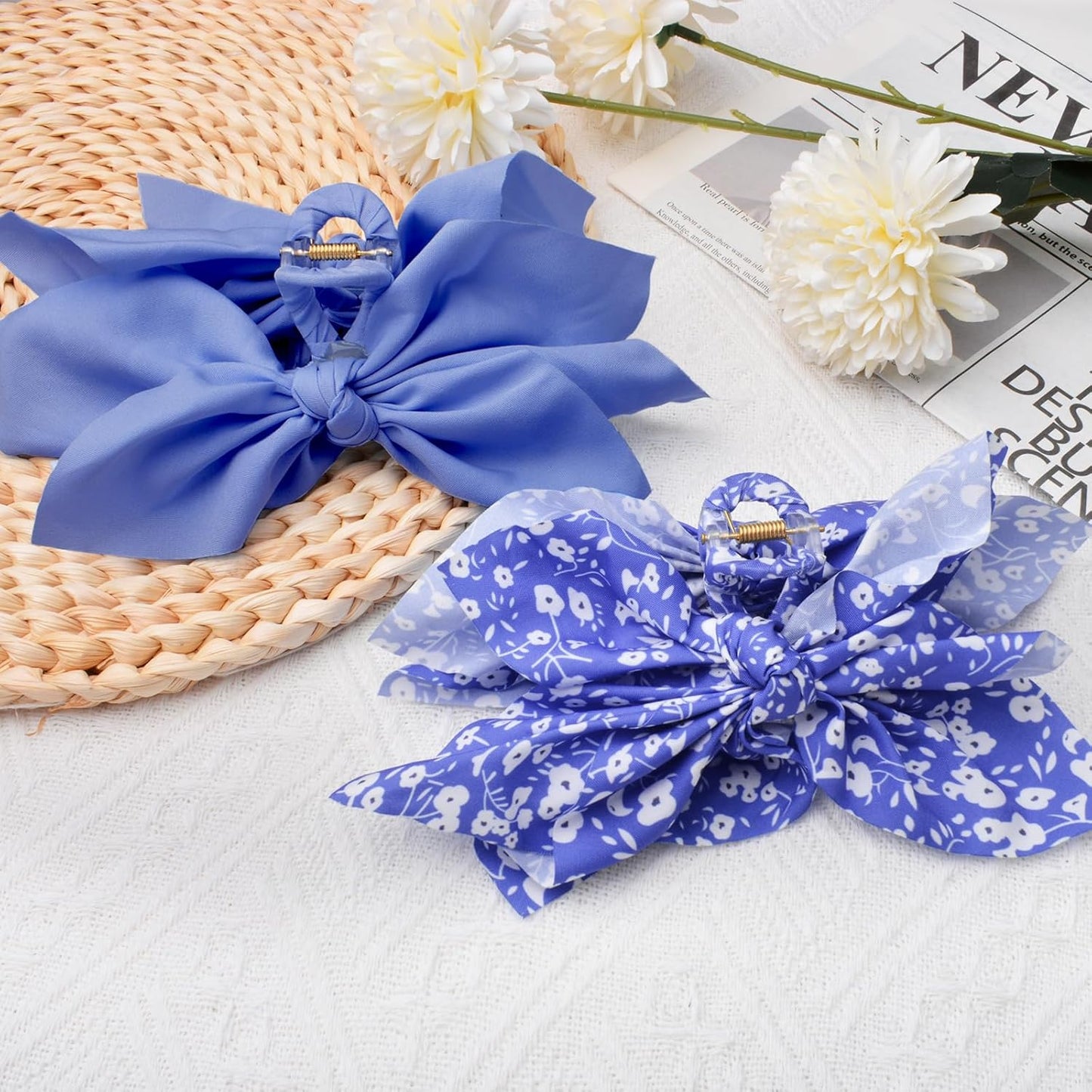 Bow Claw Clips Bow Hair Clips 2PC Blue Big Hair Bows for Women Butterfly Styling Large Hair Clips for Thick Hair for Girls Hair Accessories for Teen