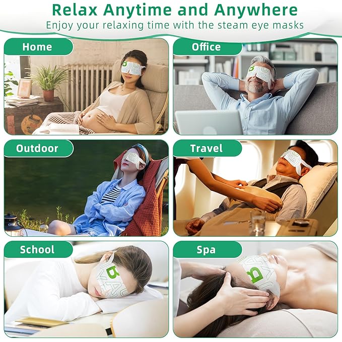 12 Packs Self Heating Eye Masks for Dry Eyes Mothers Day Gifts for Mom Disposable Heated Eye Mask Warm Compress Sleep Mask Stress Relief Travel Ready Relaxation Unscented