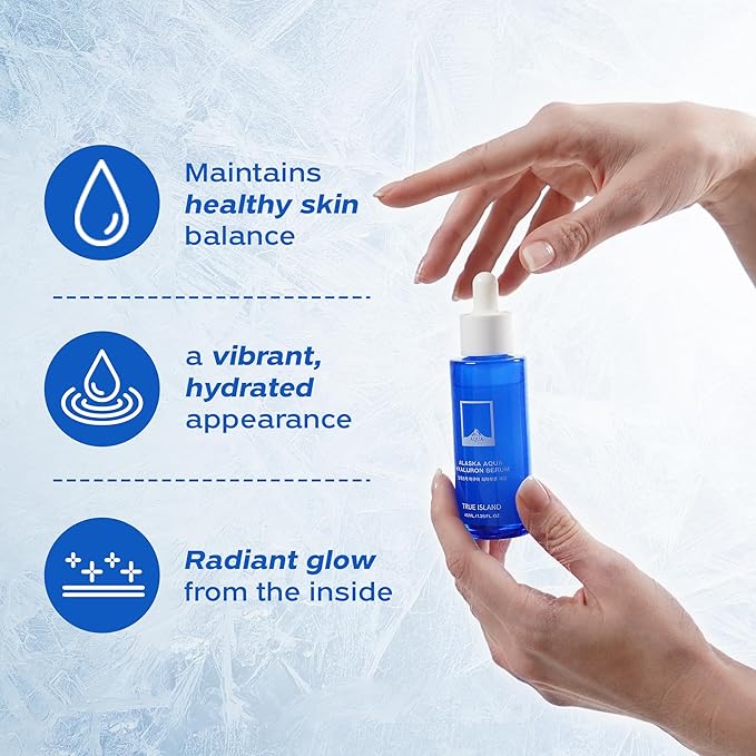 Alaska Aqua Hyaluron Serum Hydrating Face Serum for Women & Men | Korean Hyaluronic Acid Serum for Face | Moisturizing & Skin-Calming Facial Serum w/Adenosine (1.35 fl oz)