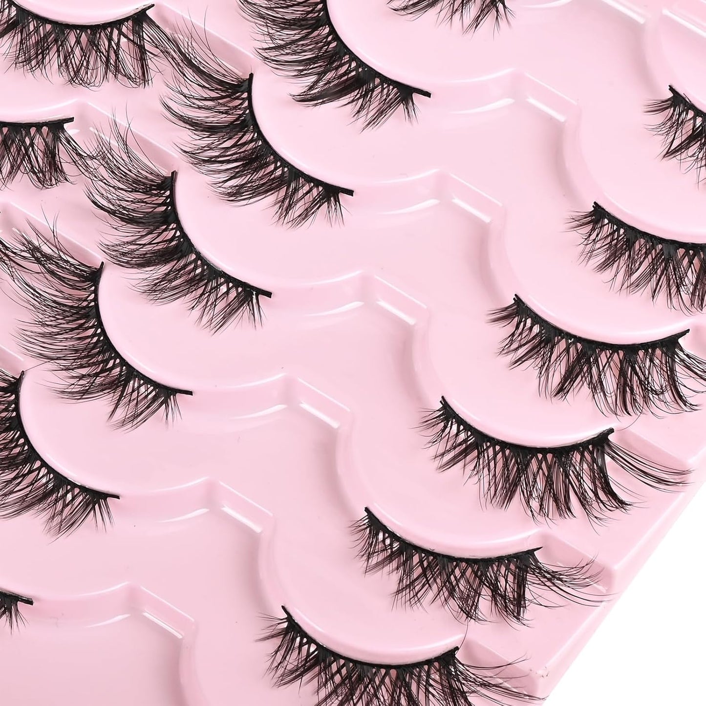 FARRED Half Eyelashes Natural False Lashes Wispy Cat Eye Strips Eyelash 14 Pairs Faux Mink Strip Eye Lashes Pack for Daily Makeup (F20 | 8-15 mm)