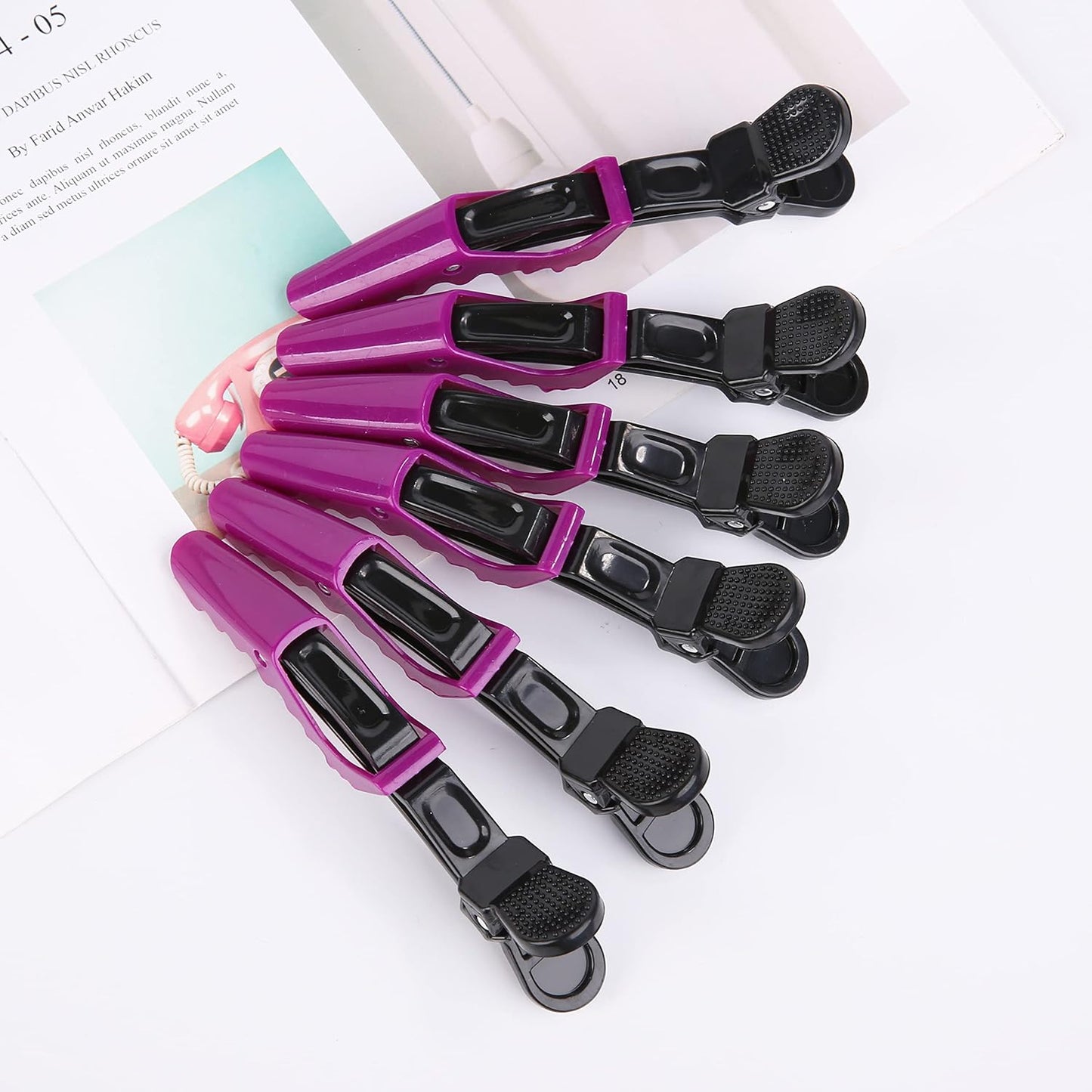 HH&LL Hair Clips for Women – Wide Teeth & Double-Hinged Design – Alligator Styling Sectioning Clips of Professional Hair Salon Quality - 10Pack (Purple)
