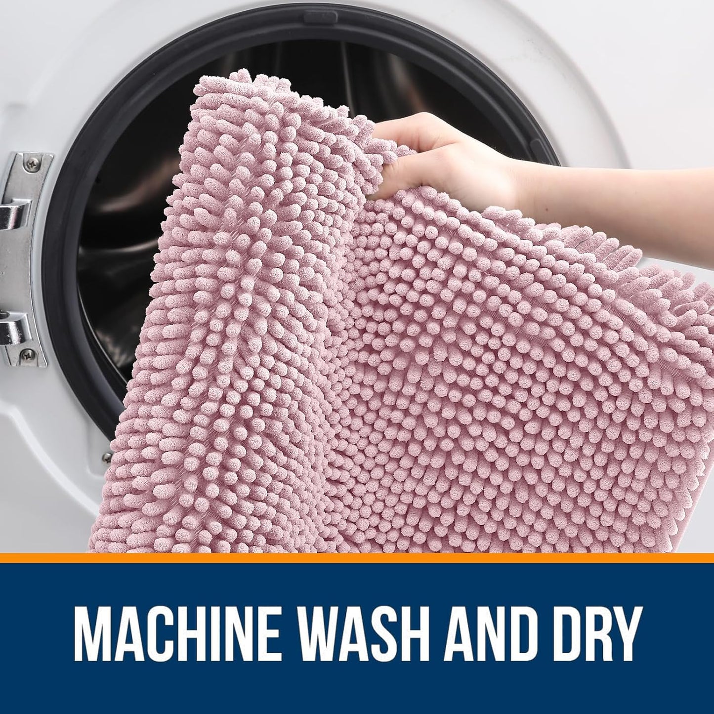OLANLY Bathroom Rugs 30x20, Extra Soft Absorbent Chenille Bath Rugs, Rubber Backing Quick Dry, Machine Washable Bath Mats for Bathroom Floor, Tub and Shower, Home Decor Accessories, Dusty Rose