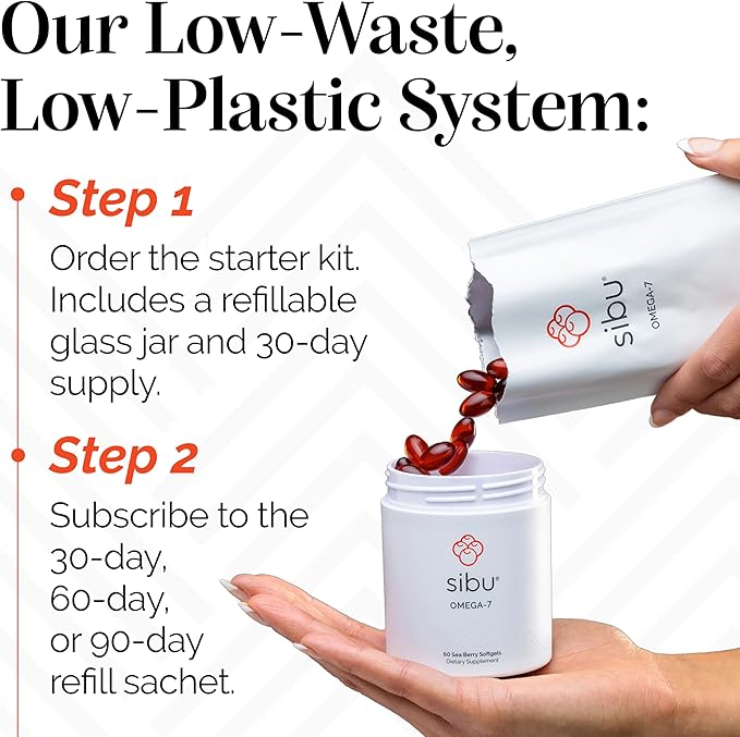 sibu Omega-7 Softgels Starter Kit, Premium Organic Himalayan Sea Buckthorn Oil (60ct, 30 Day Supply) – Supplement for Healthy Skin, Hair, Nails and Dryness