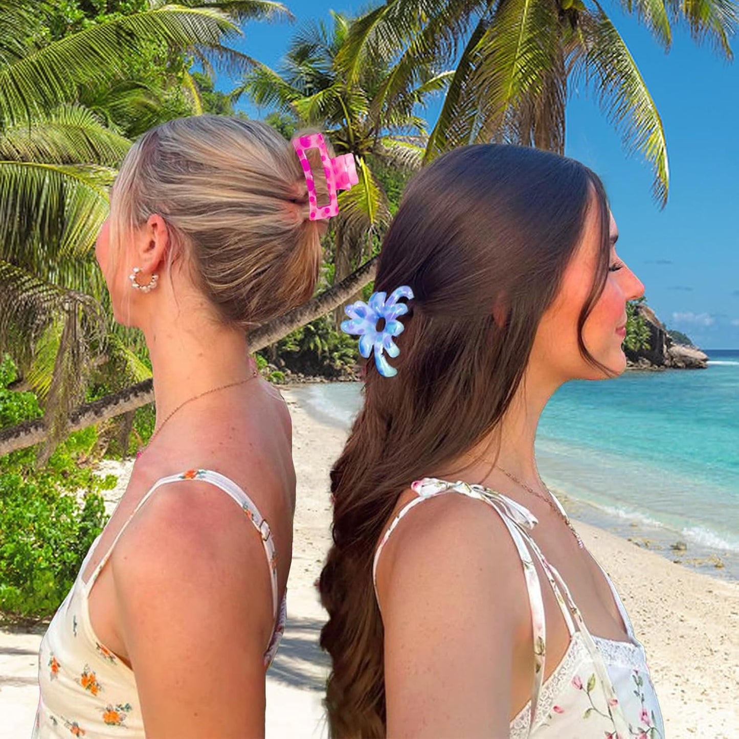 Hair Clips for Women,6PCS Big Flower Claw Clips for Thick Thin Hair,Strong Hold Cute Hair Accessories for Girls,Nonslip Beach Vacation Essentials Summer Accessories (colorful)