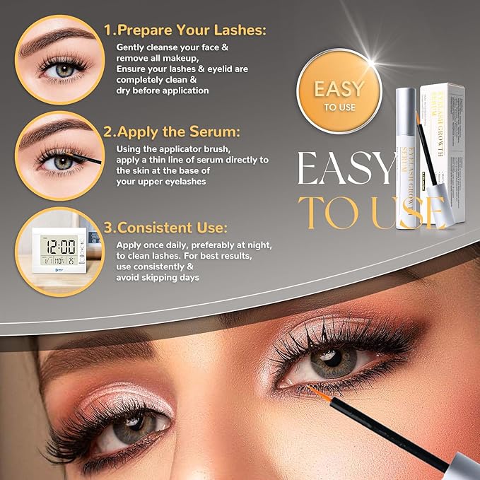 Lash & Brow Growth Serum – Eyelash Enhancer for Longer Lashes, Suero para Pestañas Crecimiento, Eyebrow Serum for Women, Sérum para Pestañas y Cejas, Rapid Lash Booster
