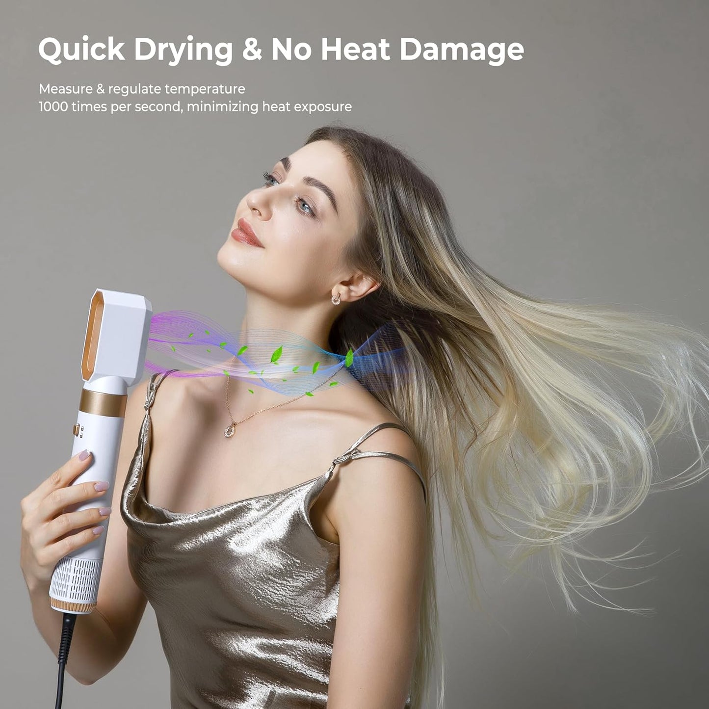 6 in ONE Hair Dryer Brush, Blow Dryer Curling Wand Hair Styling Tools Set, Ionic Hot Air Massage Oval Blowout Hair Dryer, Left&Right Hair Styler