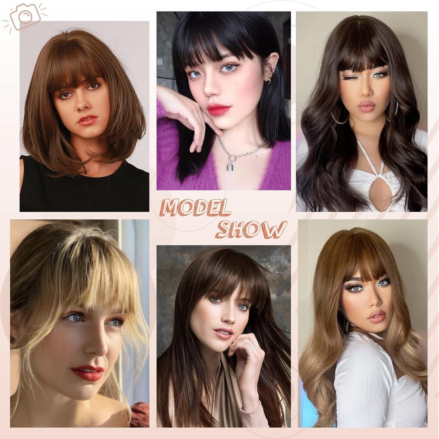 NAYOO Clip in Bangs - 100% Real Human French Bangs Hair Extensions with Temples for Women - Curved Bangs for Daily Wear (Natural Black)