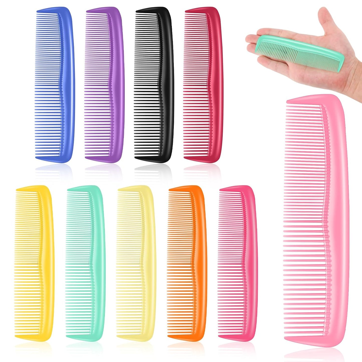 HOFASON 500 Pack Combs Bulk for Women Kids, Individually Wrapped Plastic Pocket Hair Combs Set Small Bulk Travel Combs for Styling, Homeless, Hotel, Shelter, Nursing Home, Charity, 10 Colors
