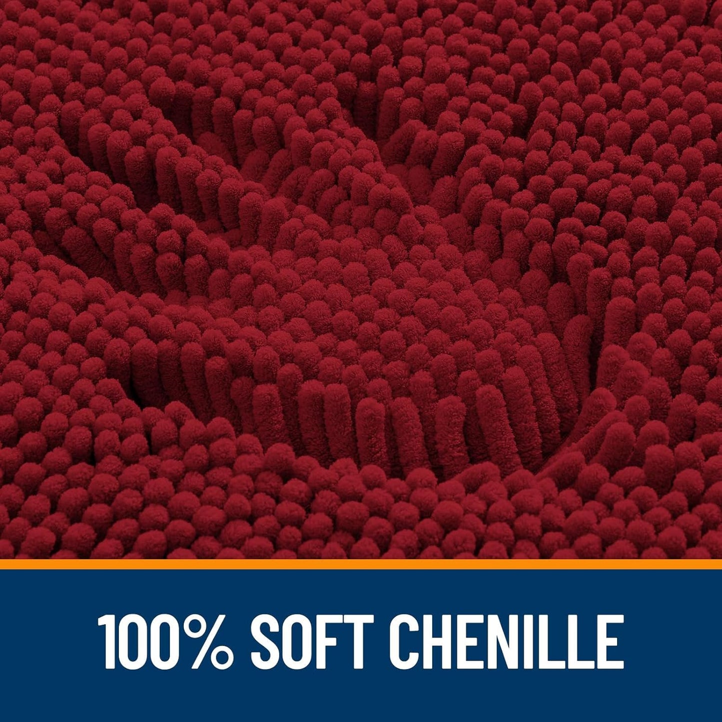 OLANLY Toilet Rugs U-Shaped 24x20, Extra Soft Absorbent Chenille Contour Bathroom Rugs for Toilet, Dry Quickly, Machine Washable, Non-Slip Bath Mat, Red