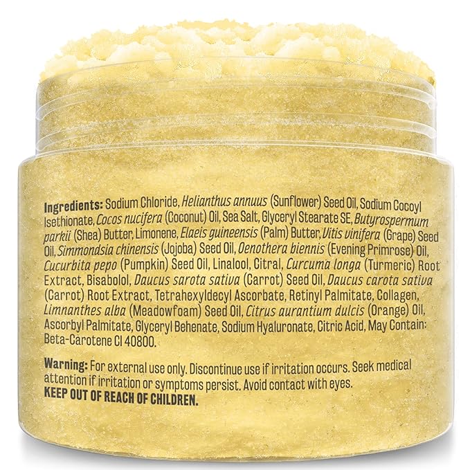 Exfoliating Turmeric Scrub and Skin Exfoliator with Collagen and Coconut Oil, Gently Exfoliates Face, Body, Hands, and Feet, Moisturizing Skincare by M3 Naturals