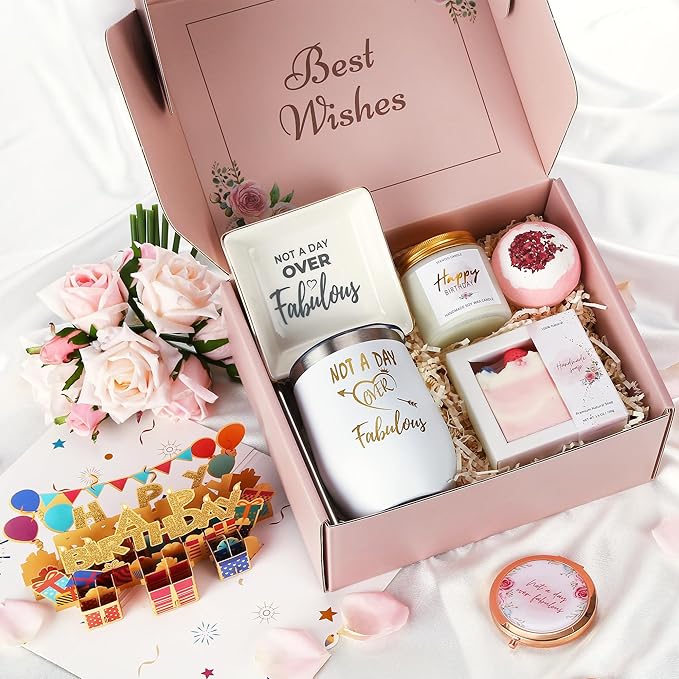 Birthday Gifts for Women Who Have Everything, Birthday Baskets Kit Set for Women, Happy Birthday Gifts Ideas for Her, Mom, Mother, Sister, Female Best Friends, Coworkers, Daughter, Unique Gifts Boxes