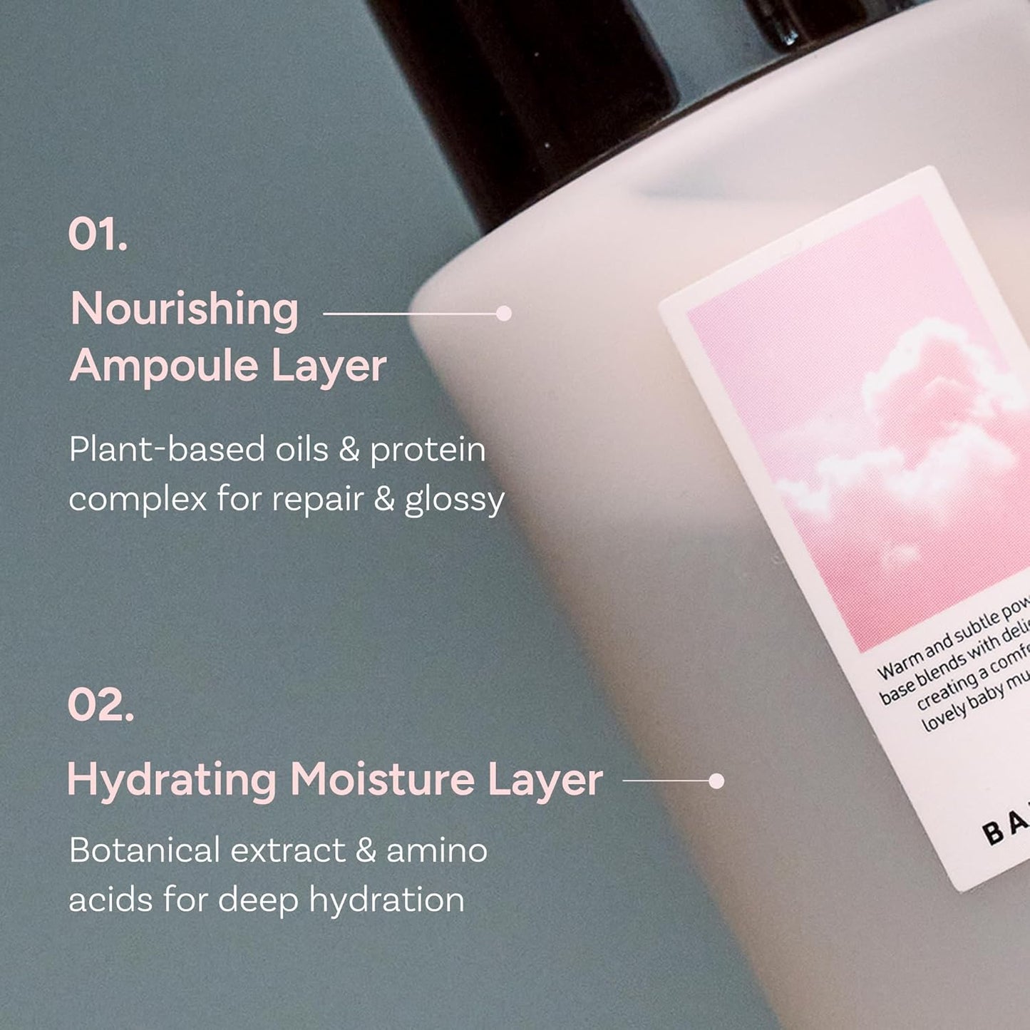 Korean Hair Serum Mist – Argan Oil & Silk Protein Ampoule for Nourishing, Frizz Control & Glass Hair Shine – Baby Musk, 100ml / 3.38 fl oz