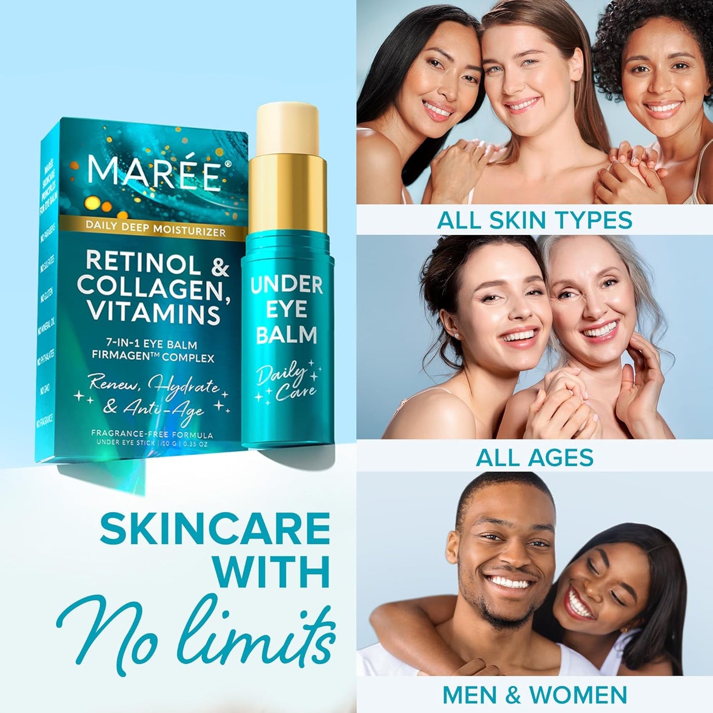 MAREE Under Eye Balm Stick with Retinol & Ceramide Complex 2 PACK - Facial Moisturizer - Under Eye Stick, Anti Wrinkle Hydrating Face Skincare