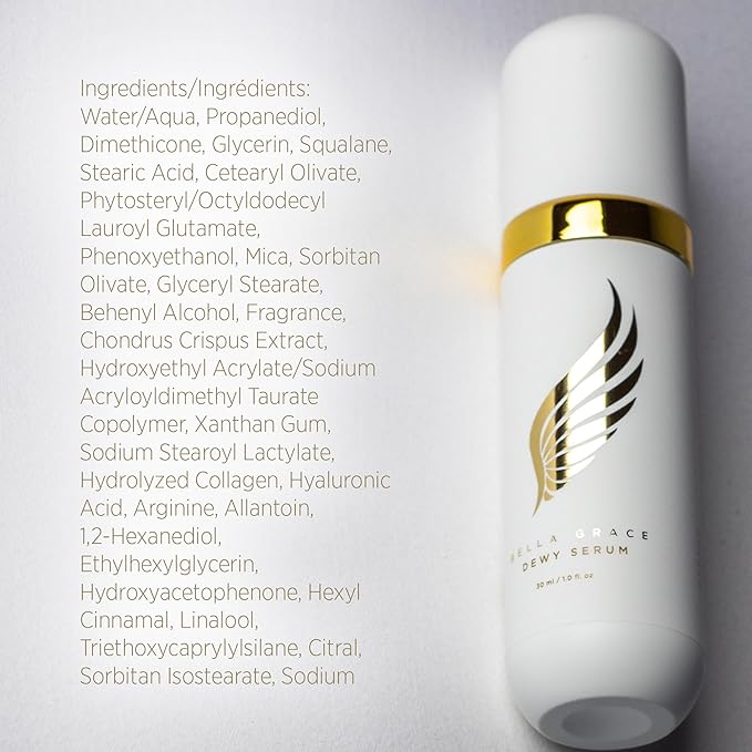 Bella Grace Hydrating Dewy Hyaluronic Acid Serum with Amino Acids, Peptides, MariMoist Complex Face Serum, Supports Anti Aging and Hyperpigmentation, Lightweight Skin Care Facial Serum, 1 fl oz