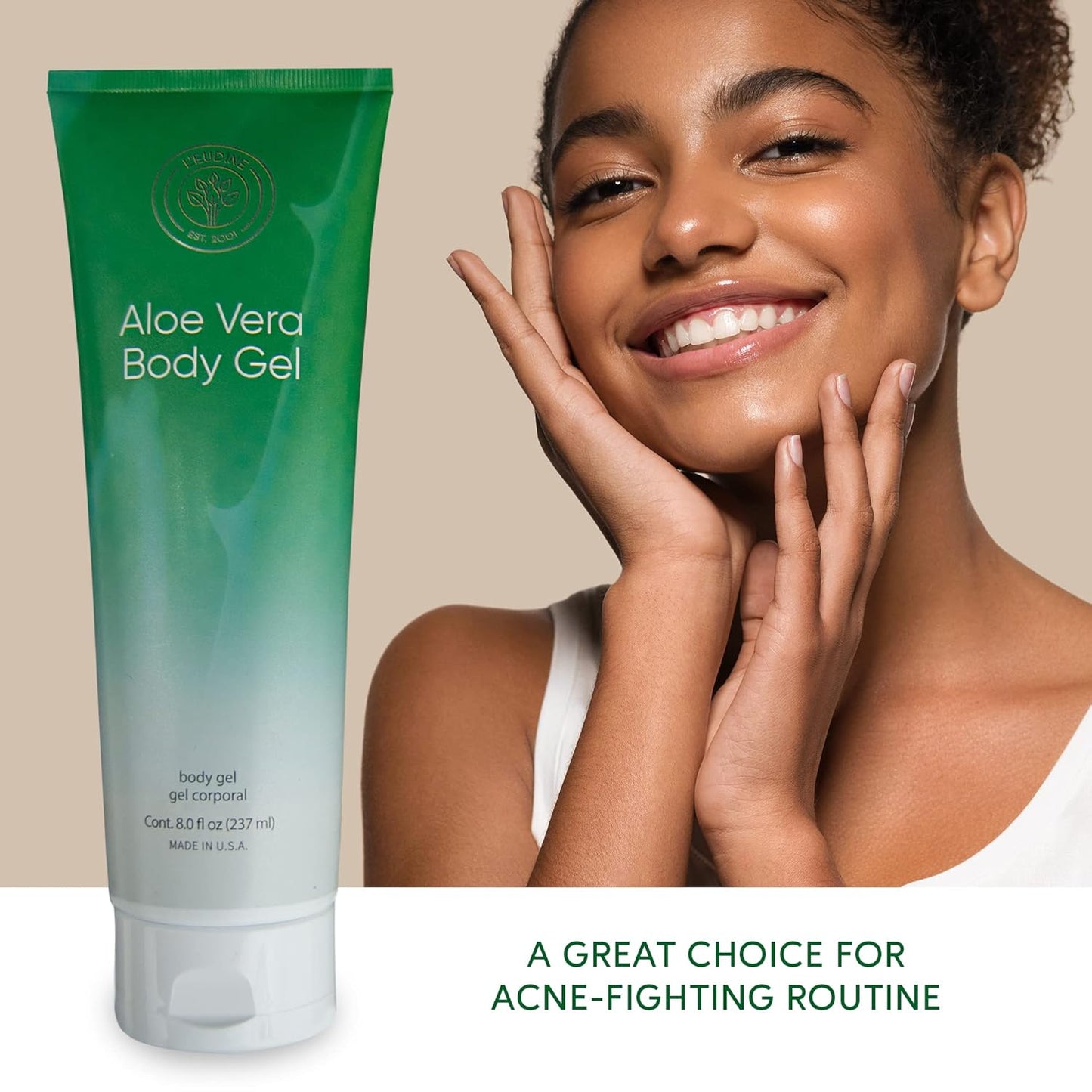 L’EUDINE Aloe Vera Gel - 8Fl Oz - Natural Aloe Gel for Skin Care - Premium Aloe for Sunburn Relief, Burns, and After Sun Care - Aloe Gel for Face, Body - Aloe Vera for Scar Treatment