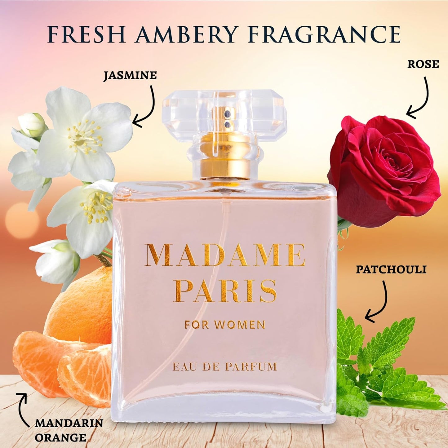 Madame Paris for Women Eau De Parfum 3.4 Oz Pure Femininity in a Bottle Delicate Floral Scents of Jasmine and May Rose A Fragrance That Will Get You Noticed Cruelty Free Perfume Precious Gift