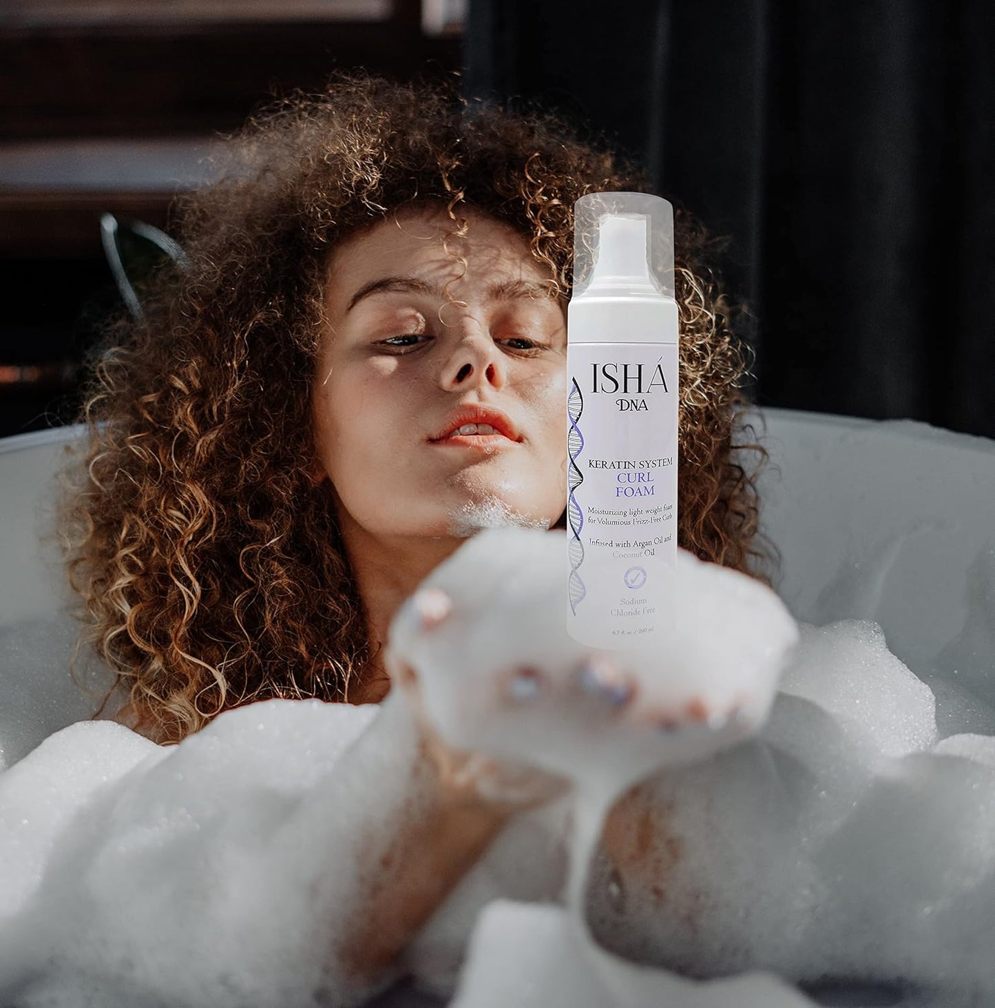 Keratin System Curl Mousse - Volumizing Curl Enhancer for Wavy or Frizz-Free Curls - Sulfate-Free with Argan and Coconut Oil