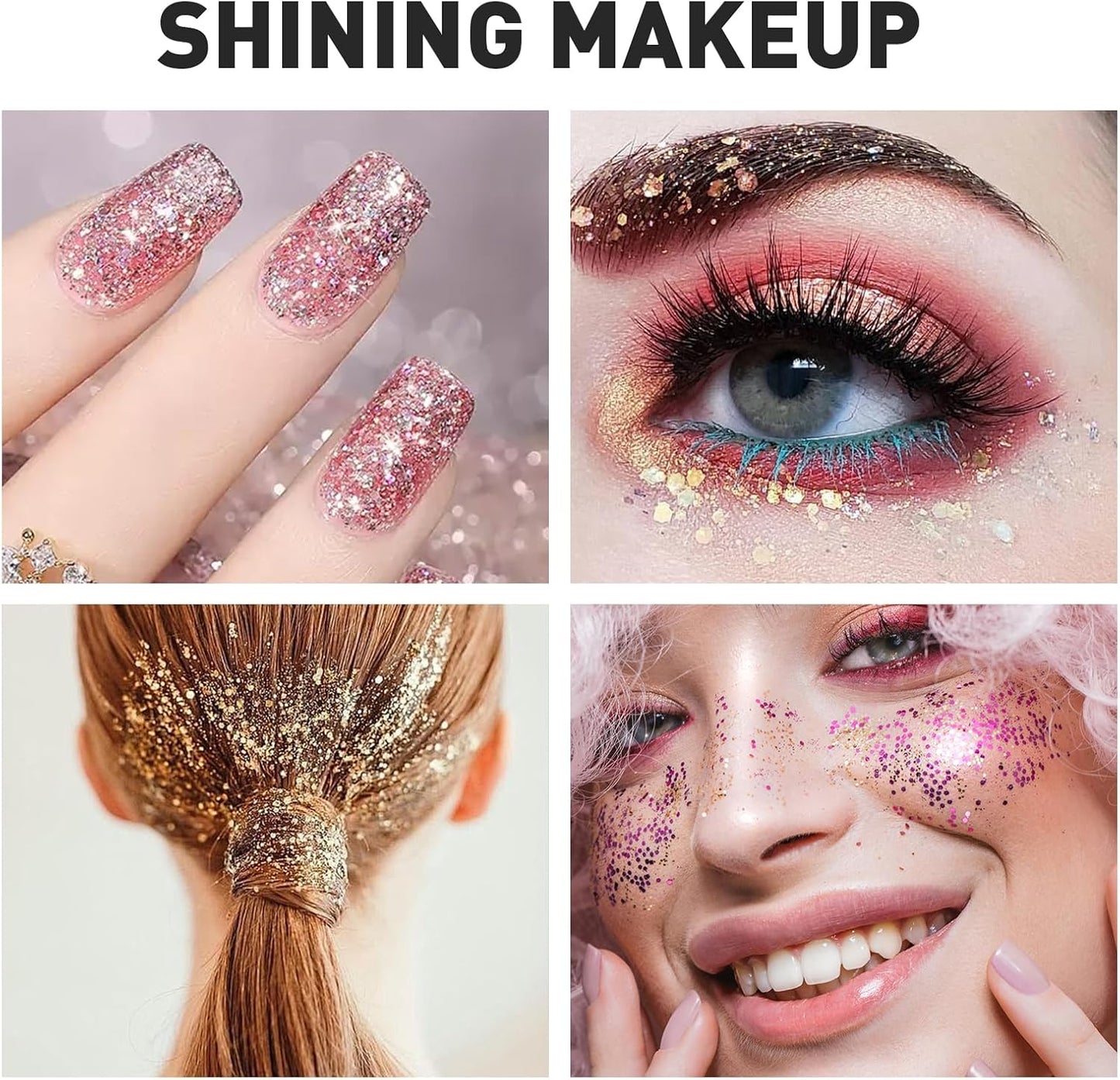 AROIC 40 Colors Body Glitter, Hair Glitter for Kids Women Makeup, Glow in The Dark, Eyeshadow Hair Gel Face Sparkles, Body Makeup for Festivals, Raves, Anime Cosplay, Concerts Festival Face Paint