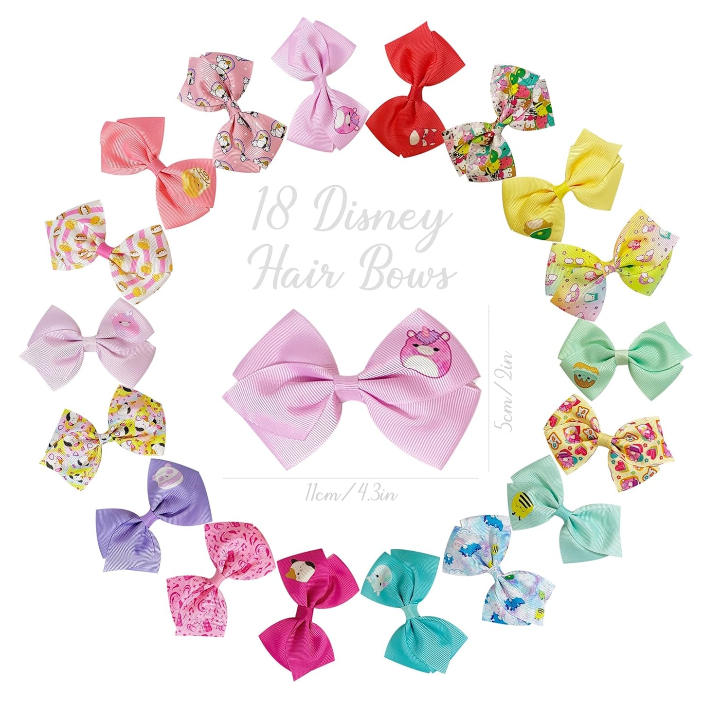 LUV HER Special Squishmallows Hair Accessories for Girls -18pc Hair Bow with Aligator Clips, Age 8+