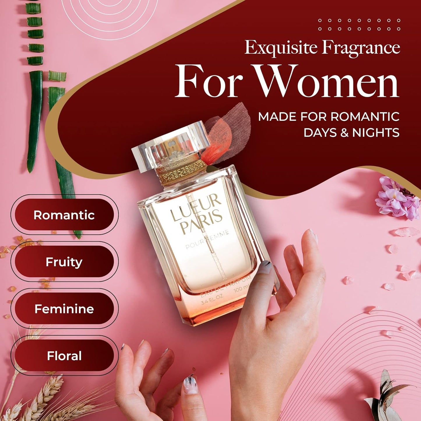 Lueur Paris Pour Femme Womens Perfume - INSPIRED by A WORLD RENOWED WOMEN'S PERFUME - Fruity, Floral, Patchouli, Sweet, Citrus, White Musk - 3.4 fl oz / 100 ml