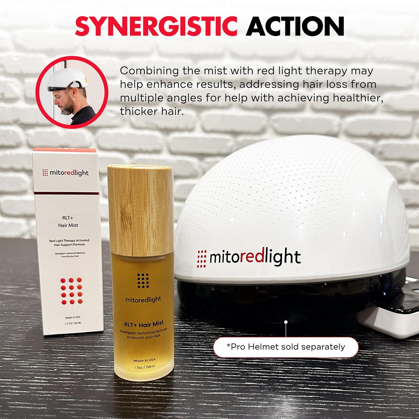 Mito Red Light RLT+ Hair Mist: Red Light Therapy Spray for Hair - Red Light Hair Therapy Mist - Boosts Hair Health with Natural Ingredients - All Hair Types - 1.7 fl oz