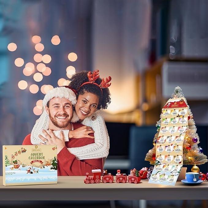 BREWIX, Herbal & Tea Gift Calendar, Advent Calendar 2024 Tea Bags | Limited Edition I 24 Unique Flavors | Best for Birthdays, Anniversaries & Holidays | Christmas Advent Calendar 2024 for Adults, Adult Women and Men