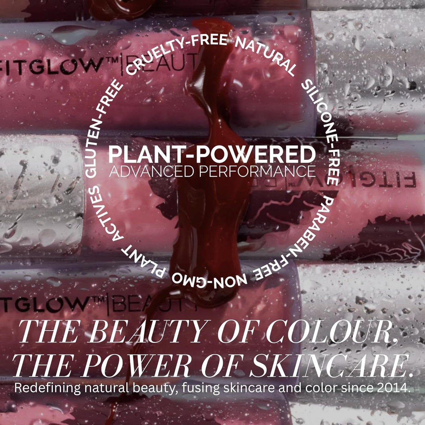 FITGLOW Beauty Lip Colour Serum | Hydrating Lip Gloss | Plumping Anti-Aging Lip Treatment | Natural Shine with Pomegranate Sterols & Collagen | Buildable Color for Dry Chapped Lips | Cherry - 10g