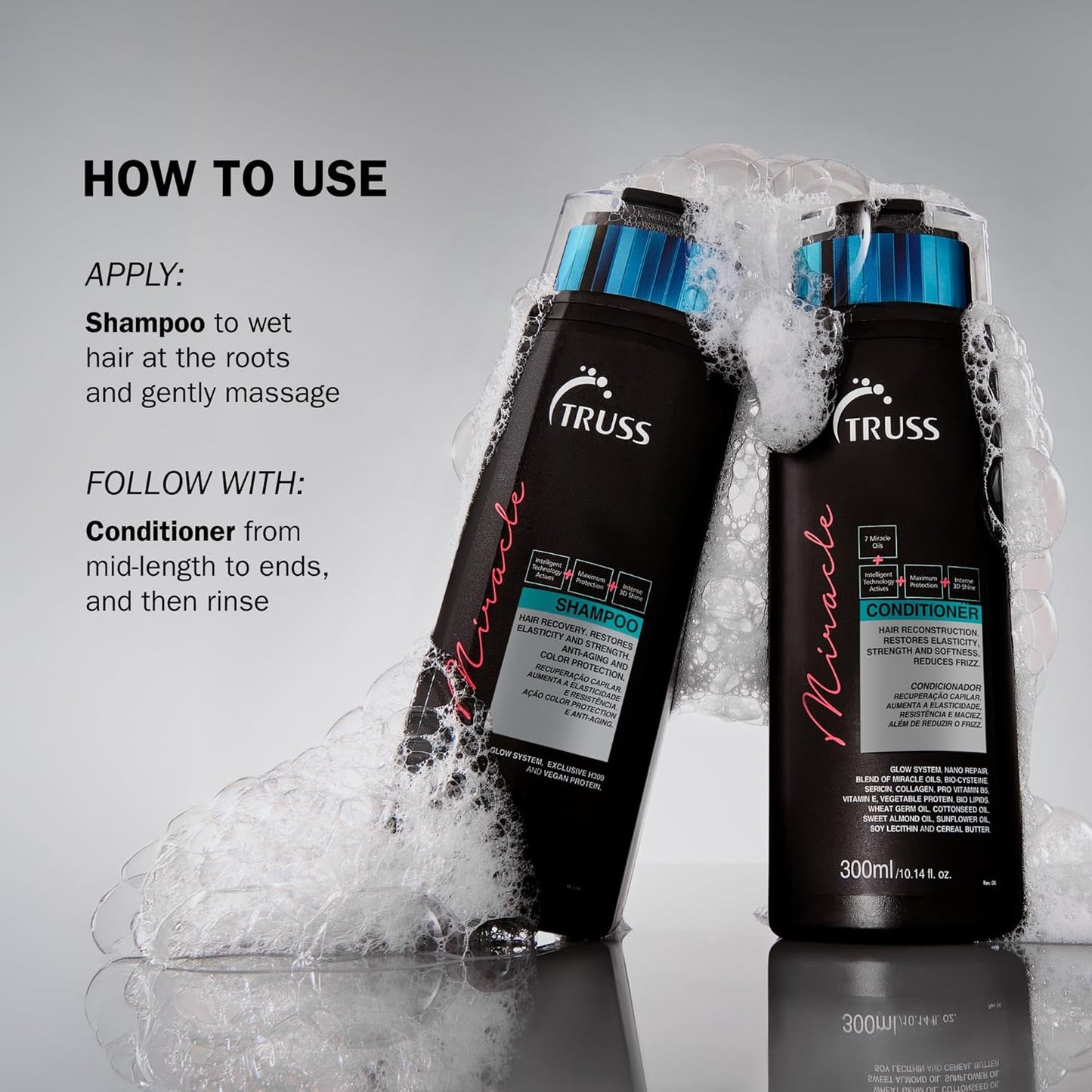 TRUSS Miracle Hair Shampoo - Anti-Aging & Color Protection Hair Shampoo for Women & Men - Formulated with Keratin & Vitamin E to Help Restore Elasticity & Shine (10.14 oz)