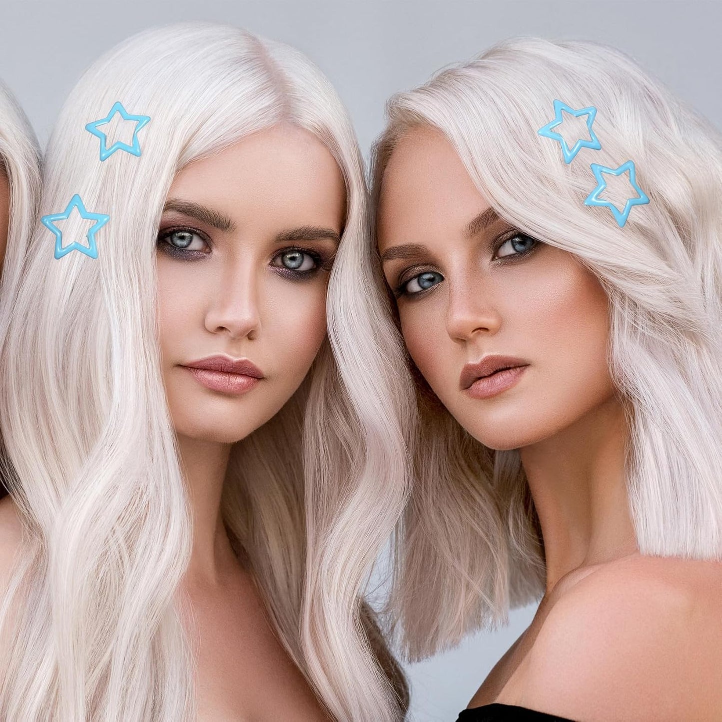 Joez Wonderful 20 Pcs Star Hair Clips, 1.18''/3cm Metal Snap Hair Clips, Cute Star Clips Hair Barrettes, Non-Slip Fashion Stars Hair Accessories for Women (Light Blue)