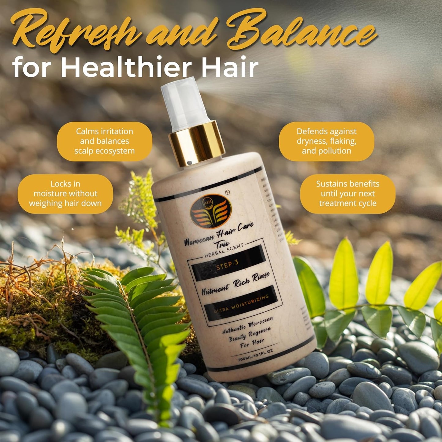 Moroccan Oil Hair Care Trio – Premium 3-Step Argan Oil Hair Treatment Kit for Scalp & Follicle Health – Herbal Shampoo, Leave-In Rinse & 30+ Botanicals – Sulfate-Free, Dermatologist Approved