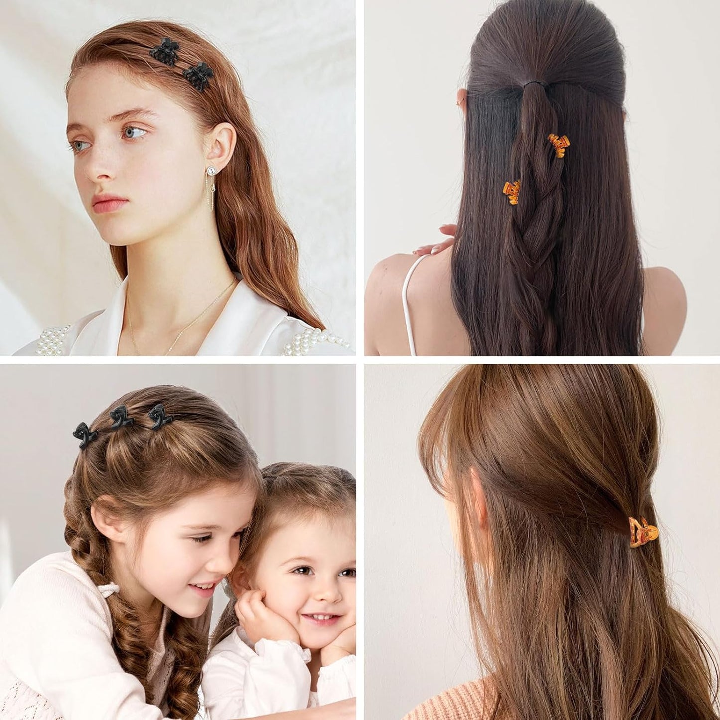 Small Hair Clips for Girls 16PCS 4Style Black & Brown Plastic Mini Claw Clips for Women Non Slip Bangs Pins for Thin/Thick Hair(16PCS-Style 5)