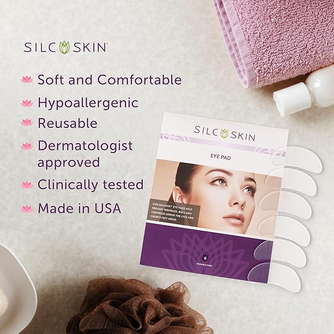 SilcSkin Silicone Eye Pads - Reusable Overnight Eye Patches, Medical-grade Silicone for Fine Lines, Crepey Skin, and Puffiness - 120 Day Supply