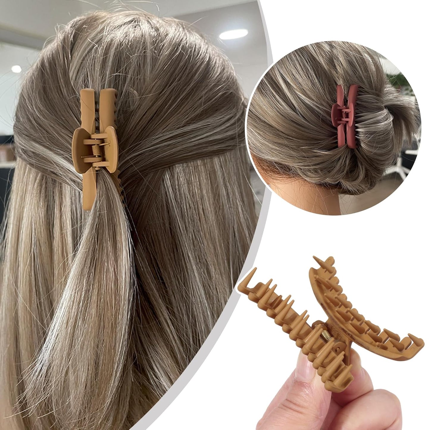 Hold Everything Claw Clip for Thick and Thin Hair - Big Barrettes for Women and Girls With Straight, Wavy, and Curly Hair - Strong Hold With 52 Teeth Banana Clips (4-Color & 2-Size)