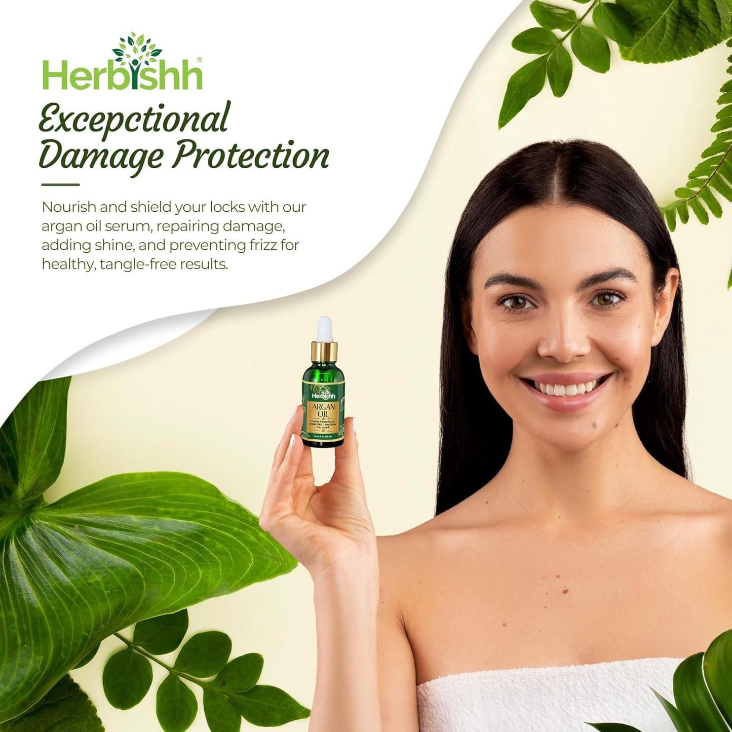 Herbishh Amazing Argan Oil, Pure Moroccan Argan Oil for Skin & Hair, Repair Damaged Hair, Deep Nourish Anti-UV-30ML-(3pack)