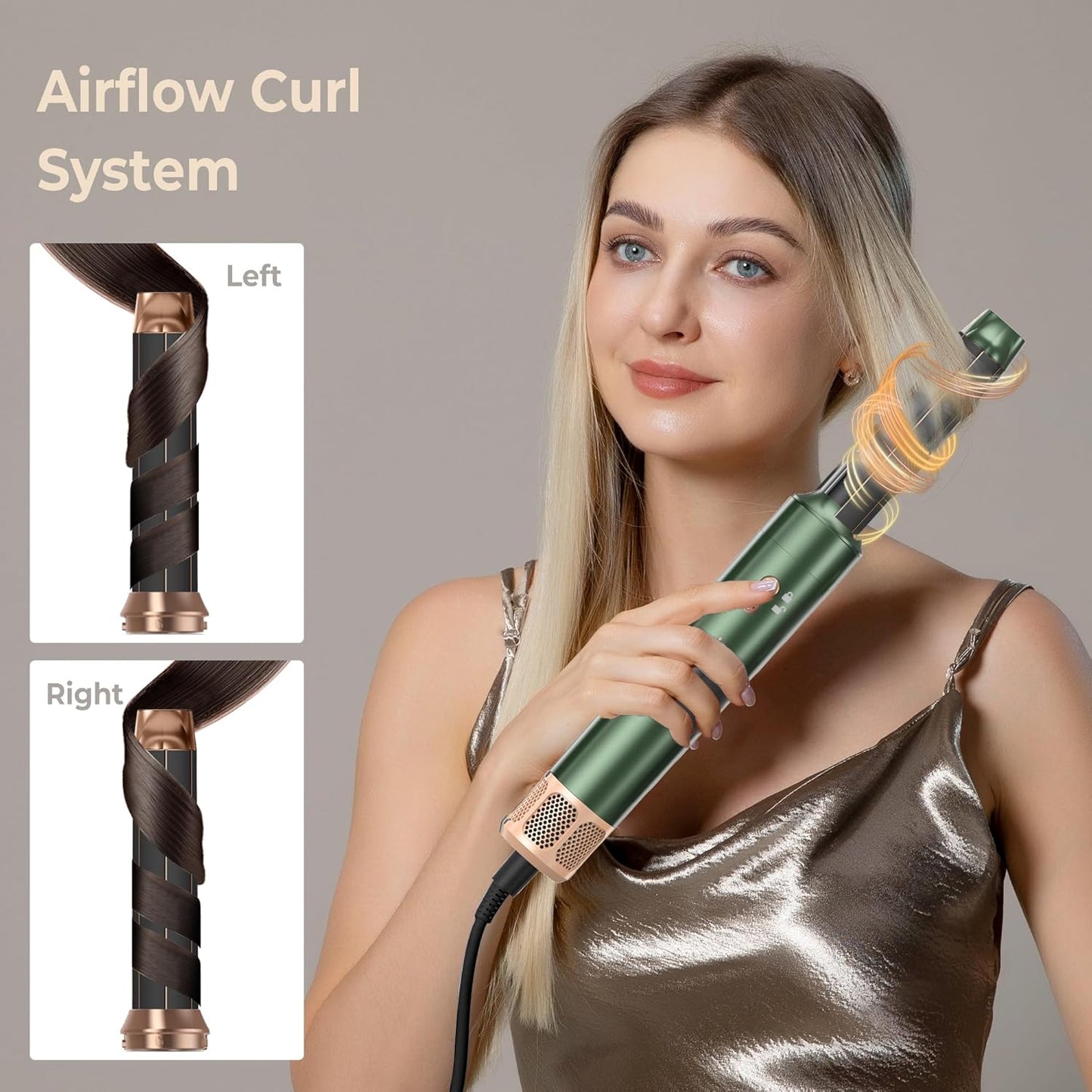 7 in ONE Hair Dryer Brush, Powerful Blow Dryer Brush with Air Curler for Hair, Brush Blow Dryer with Diffuser, Ionic Hot Air Brush Fast Dry, Volumize, Curls, Straight, Hair Styling Tools 100-120V