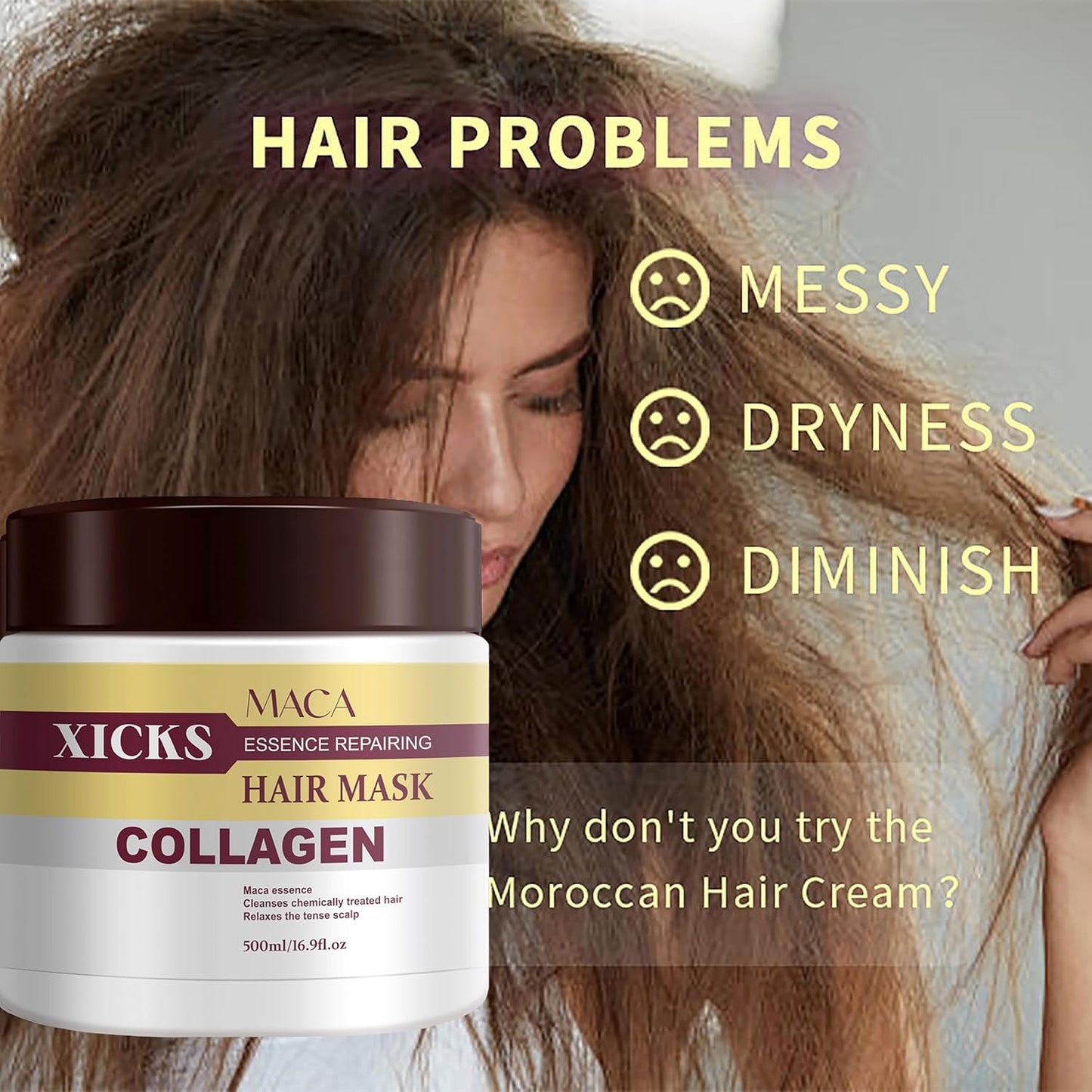 Maca Collagen Essence Deep Repair Hair Conditioner Mask for Damaged, Dry Hair - Intense Hydration Treatment for Strength & Shine for All Hair Types, 16.9 oz