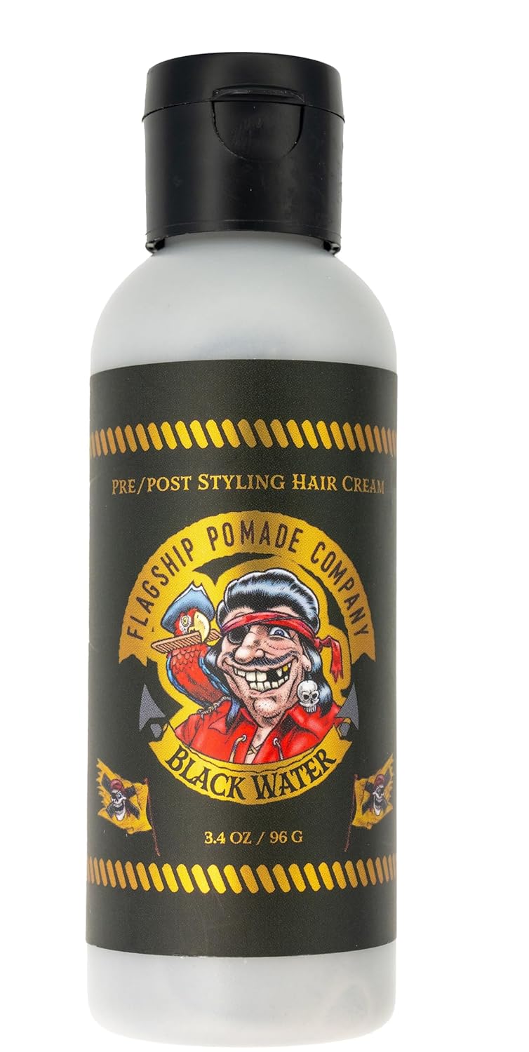 FLAGSHIP Black Water Hair Pomade for Men – Pre-Styler & Styling Cream - Medium Hold, Low Shine, Matte Finish - Texturizing Liquid Pomade (3.4 oz)