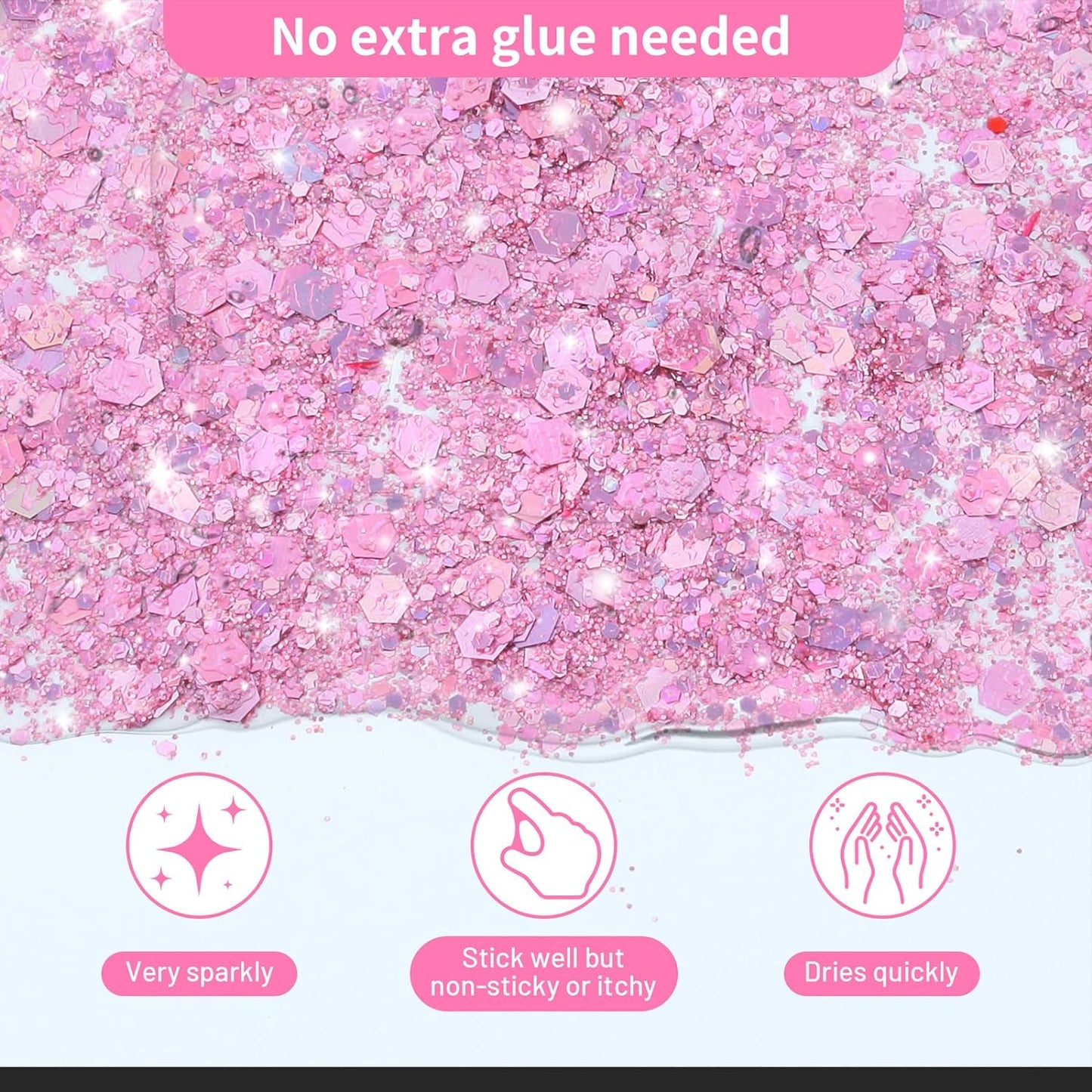 Body Glitter, Face Glitter, Hair Glitter,YGQQOY Holographic Concerts Festival Rave Chunky Glitter Gel, 12 Colors