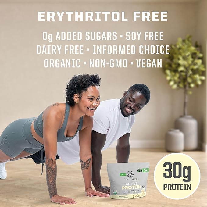 Sunwarrior Collagen Peptide Building Powder Plant-Based | Vanilla Flavored, 40 Servings & Vegan Protein Powder USDA Organic | Vanilla Flavored, 45 Servings