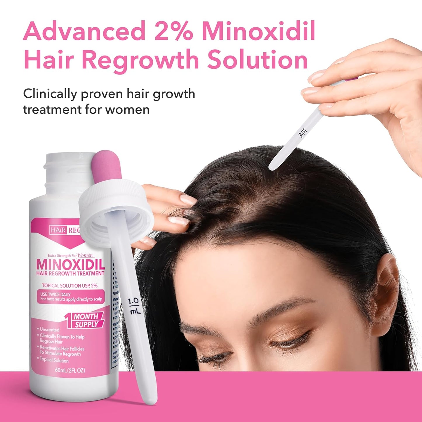 Hair-Regen Advanced 2% Minoxidil For Women, Hair Regrowth Treatment for Thinning Hair, Hair Loss for Women,6 Month Supply, Minoxidil Topical Solution for Thicker Fuller Hair