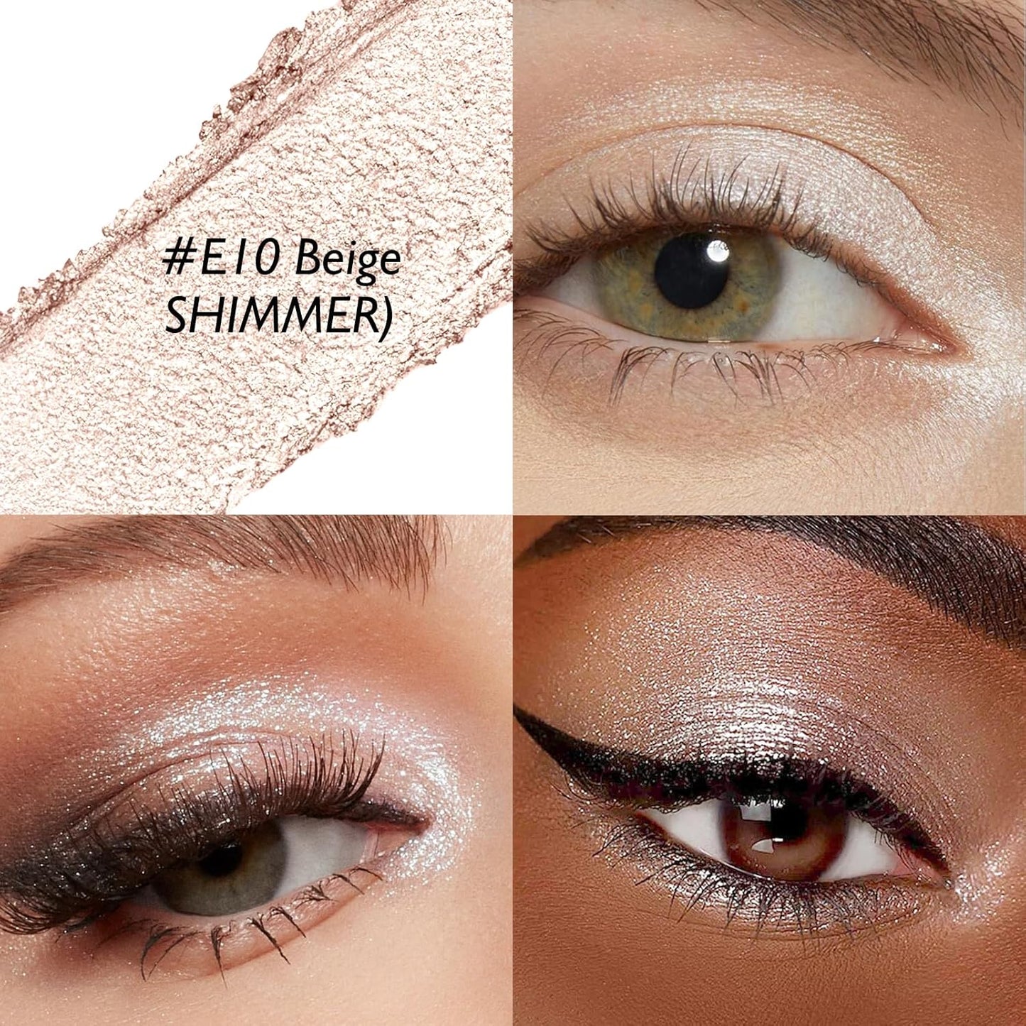 Glitter Eyeshadow Stick - Beige Shimmer Long Lasting Cream Eye Brightener Shadow Pencil Buildable Sparkling Face Highlighter Makeup, Lightweight Waterproof & Smudge Proof for Easy Application