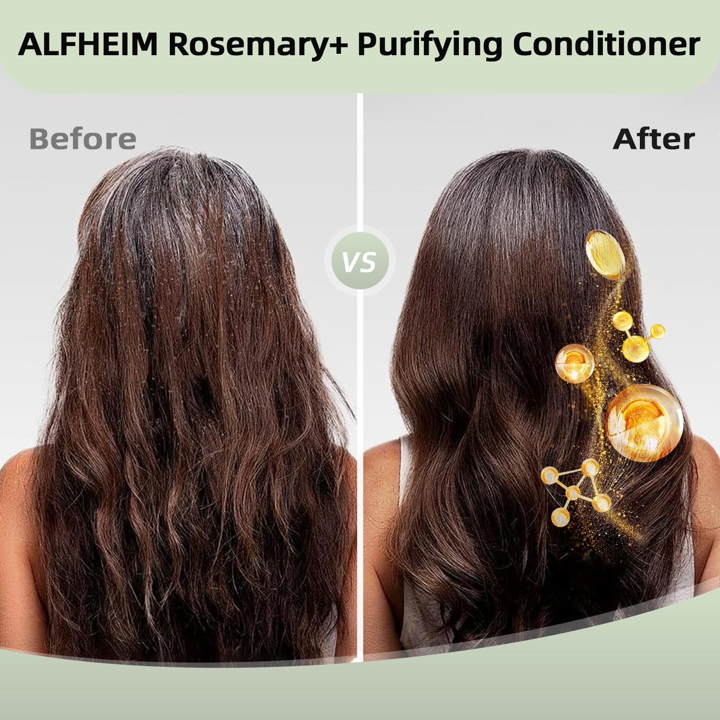 ALFHEIM Rosemary+ Purifying Shampoo – Clarifying Cleanse for Oily & Fine Hair with Rosemary, Peppermint & Jojoba Oils – Deep Scalp Refresh – Sulfate-Free, Cruelty-Free – 33.8 oz / 1000 ml
