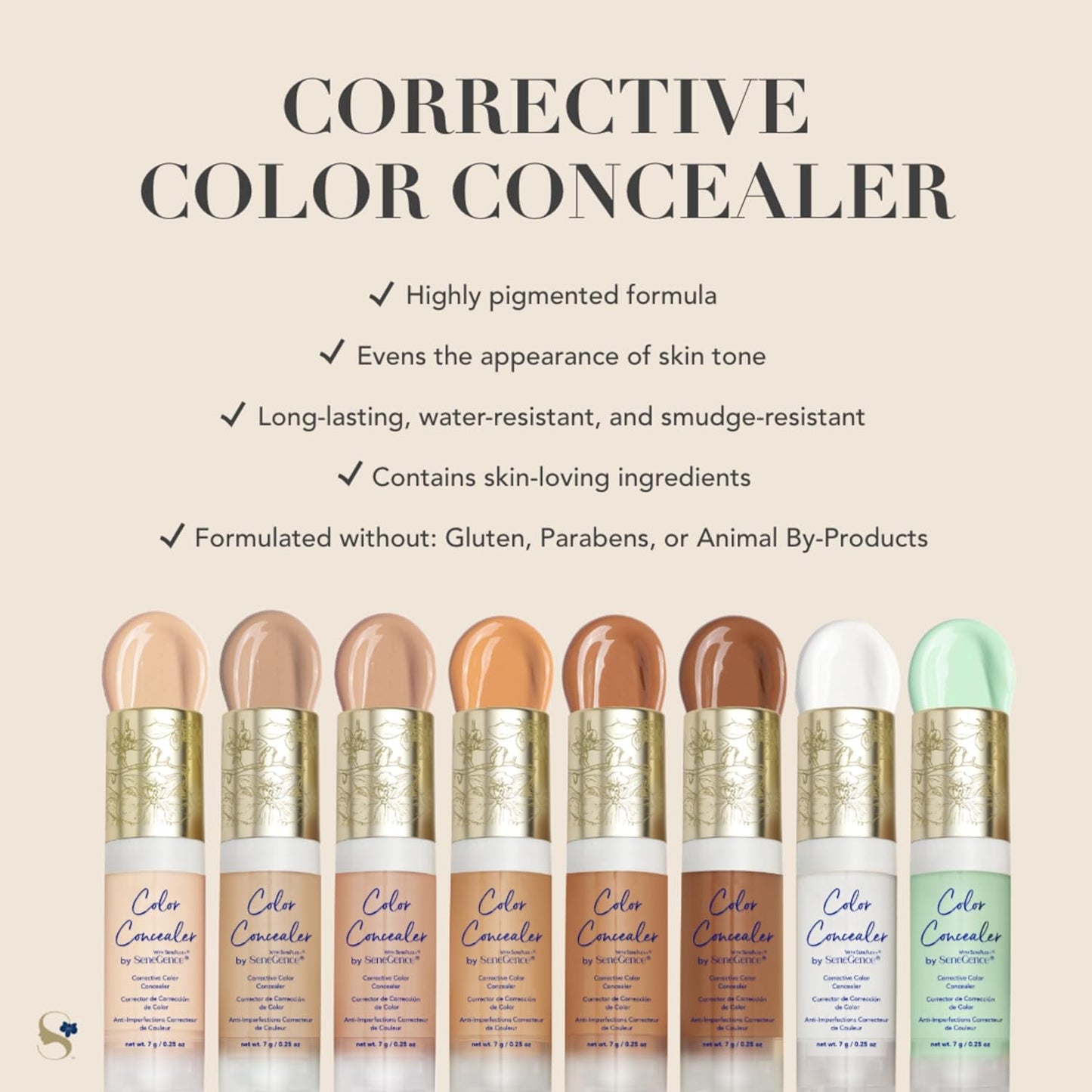 SeneGence Corrective Color Concealer, Light, 0.25 Fl Oz, Anti-Aging Benefits, Hydrating Aloe Vera Juice, Vitamin B & E for Even Skin Tone and Flawless Coverage
