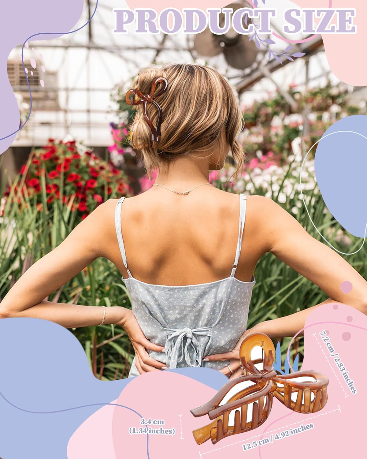 4 PCS Bow Hair Clips Bow Claw Clip for Women Nonslip Large Hair Claw Clips for Thin and Thick Hair Strong Hold Hair Bows (Orange+Coffee+Black+Champagne)