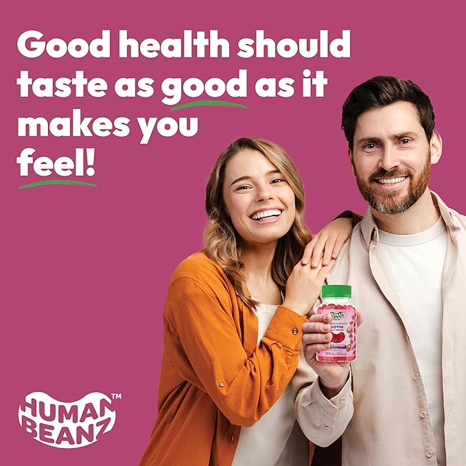 Biotin Jelly Bean Gummy Vitamins, Max Strength Biotin for Hair, Skin and Nails, 10000mcg per Serving, Hair Growth Vitamins for Men and Women, 120 Strawberry Blast Jelly Beans, Kosher