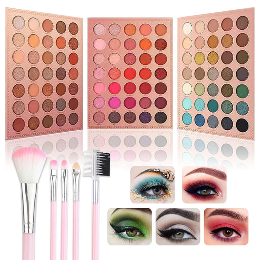 105 Colors Eyeshadow Palette with 5Pcs Brushes Set,Professional Makeup Smokey Nude Matte Eyeshadow Palette,Colorful and Long Lasting Powder Eye Shadow Makeup Gift Set