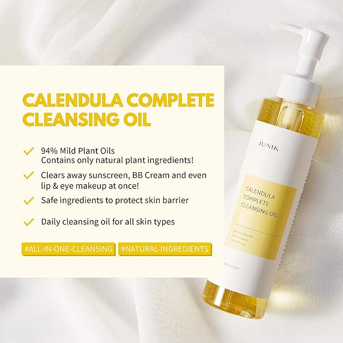 iUNIK Tea Tree Relief Face Toner 6.7 Fl Oz + Tea tree Relief Facial Serum 1.71 Fl Oz + Calendula Complete Deep Cleansing Oil, 6.7 Fl Oz –