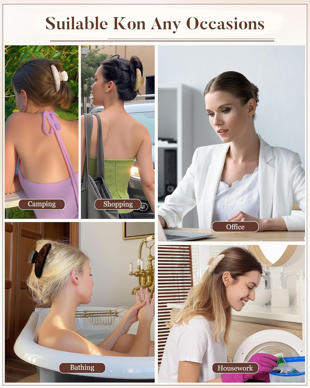 Molans 3PCS Hair Claw Clips Acrylic Clamps for women - Non-slip Strong Hold Barrettes for Thin Thick Hair, Medium hair clips Accessories