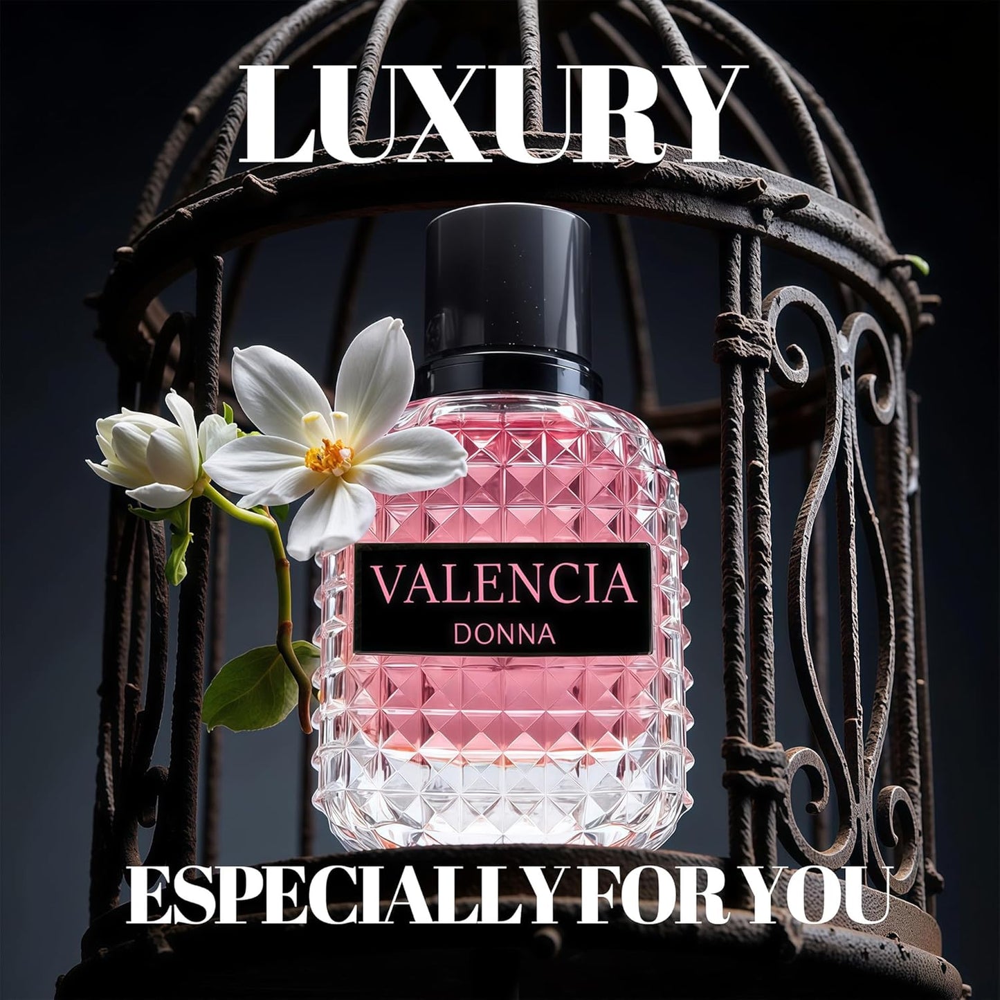 Valencia Donna Women's Perfume, Noteds with Amber Floral Jasmine, Bourbon Vanilla & Woods Oriental Fragrance Gift for Women, Eau De Parfum Spray with Elegant 100ml Bottle